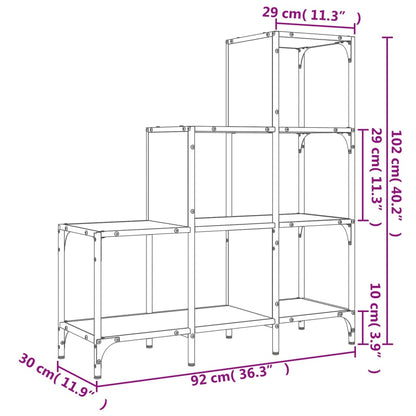 Bookcase Black 92x30x102 cm Engineered Wood and Metal