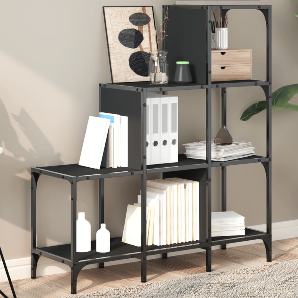 Bookcase Black 92x30x102 cm Engineered Wood and Metal