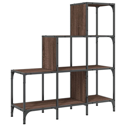 Bookcase Brown Oak 92x30x102 cm Engineered Wood and Metal