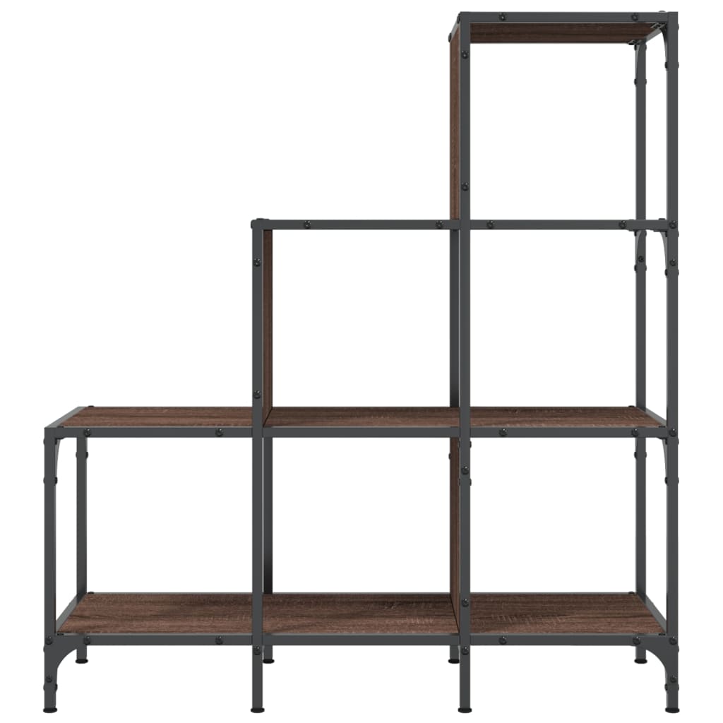 Bookcase Brown Oak 92x30x102 cm Engineered Wood and Metal