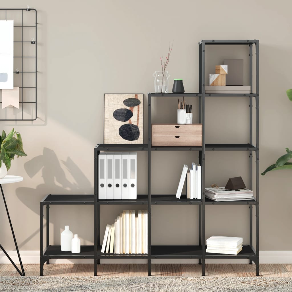 Bookcase Black 122x30x132 cm Engineered Wood and Metal