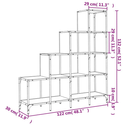 Bookcase Black 122x30x132 cm Engineered Wood and Metal