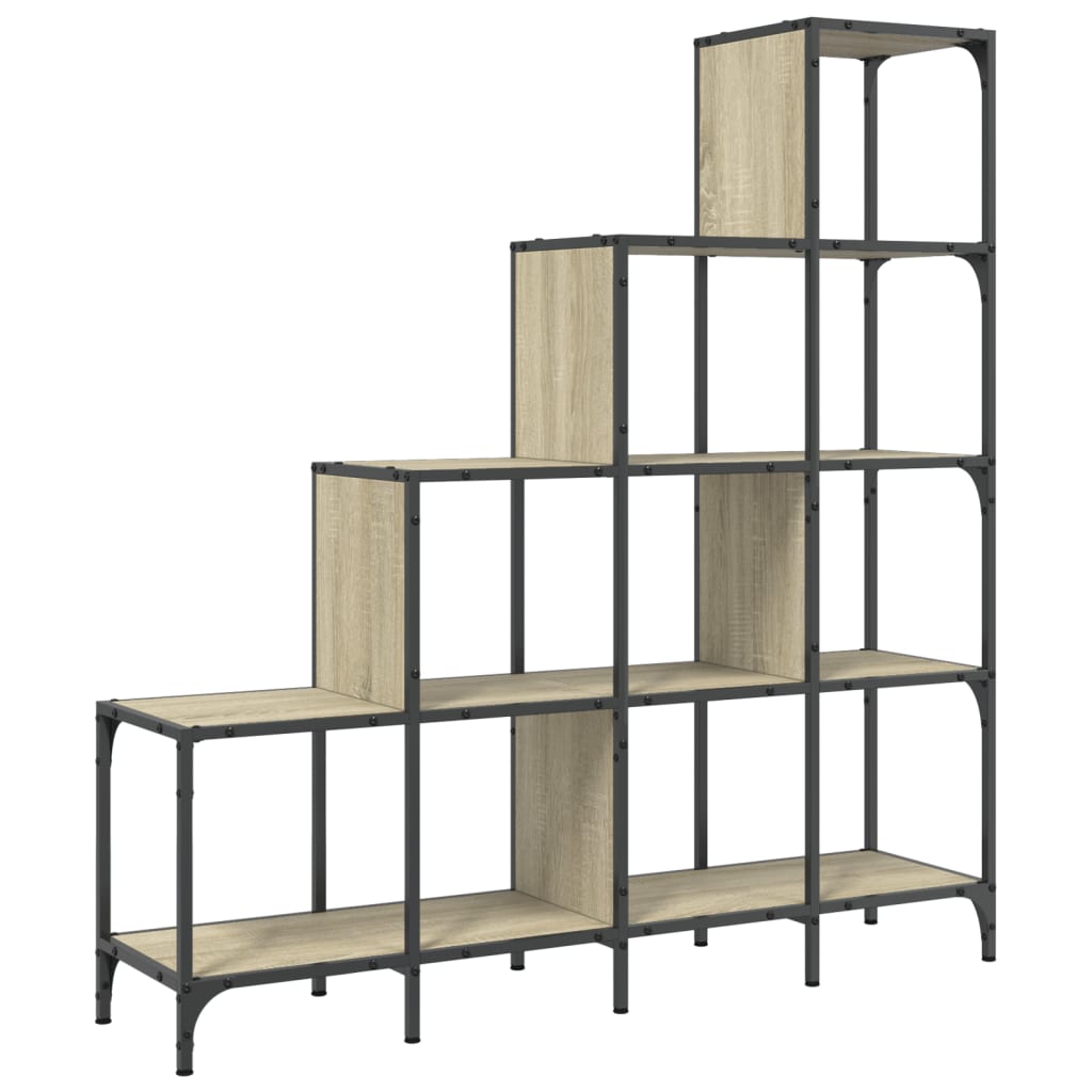 Bookcase Sonoma Oak 122x30x132 cm Engineered Wood and Metal