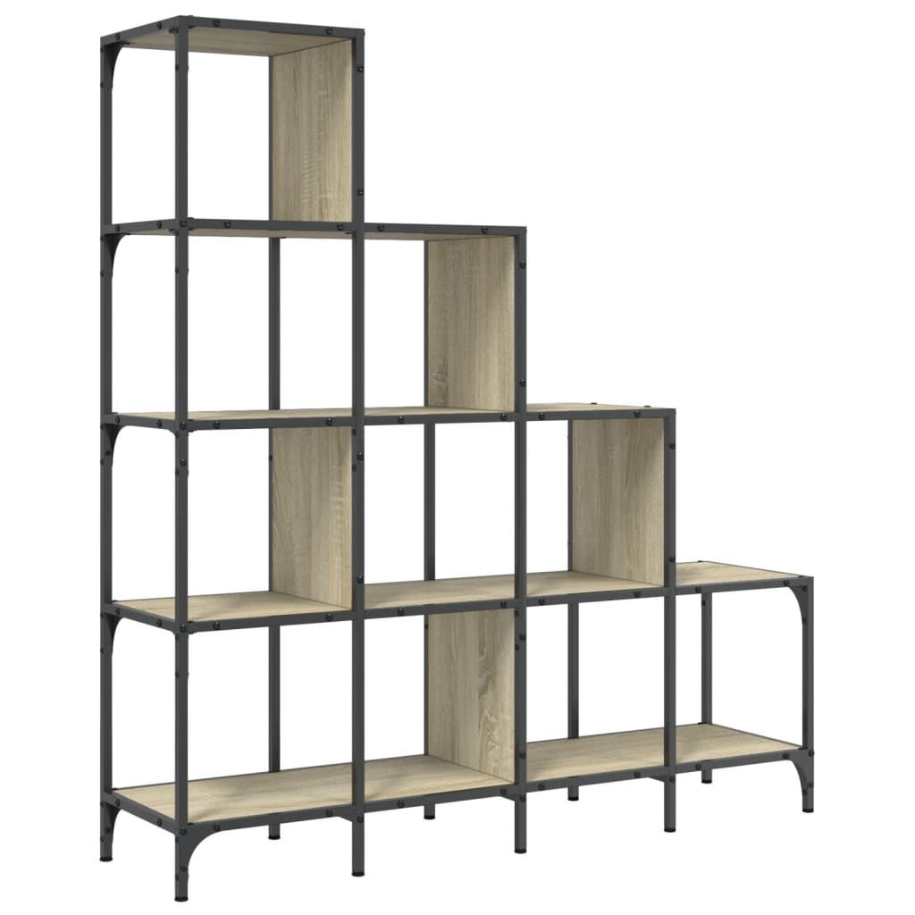 Bookcase Sonoma Oak 122x30x132 cm Engineered Wood and Metal