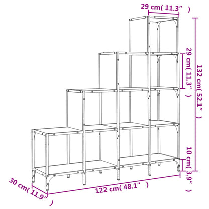 Bookcase Sonoma Oak 122x30x132 cm Engineered Wood and Metal