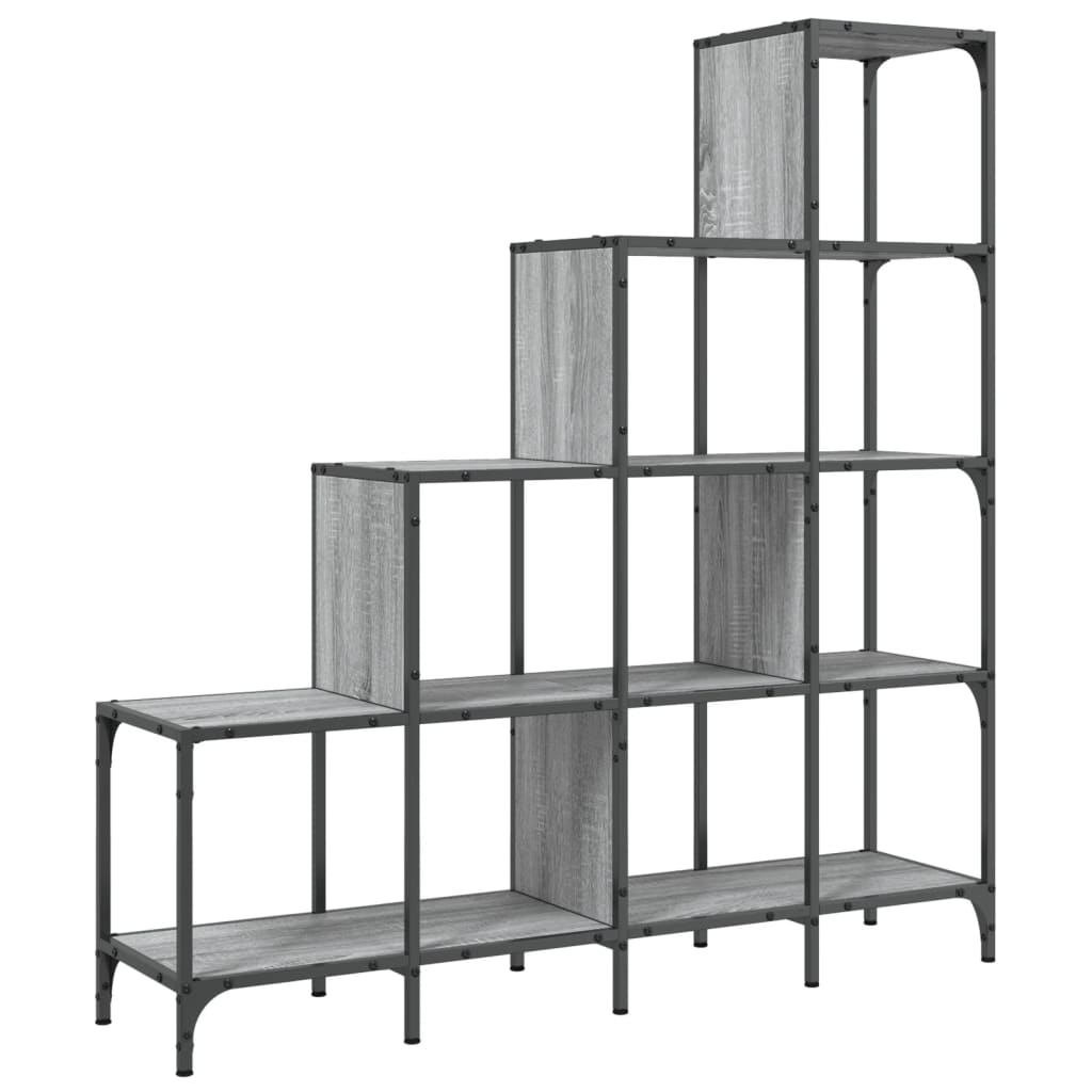 Bookcase Grey Sonoma 122x30x132 cm Engineered Wood and Metal