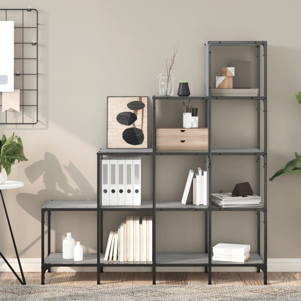 Bookcase Grey Sonoma 122x30x132 cm Engineered Wood and Metal