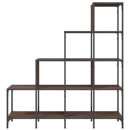 Bookcase Brown Oak 122x30x132 cm Engineered Wood and Metal