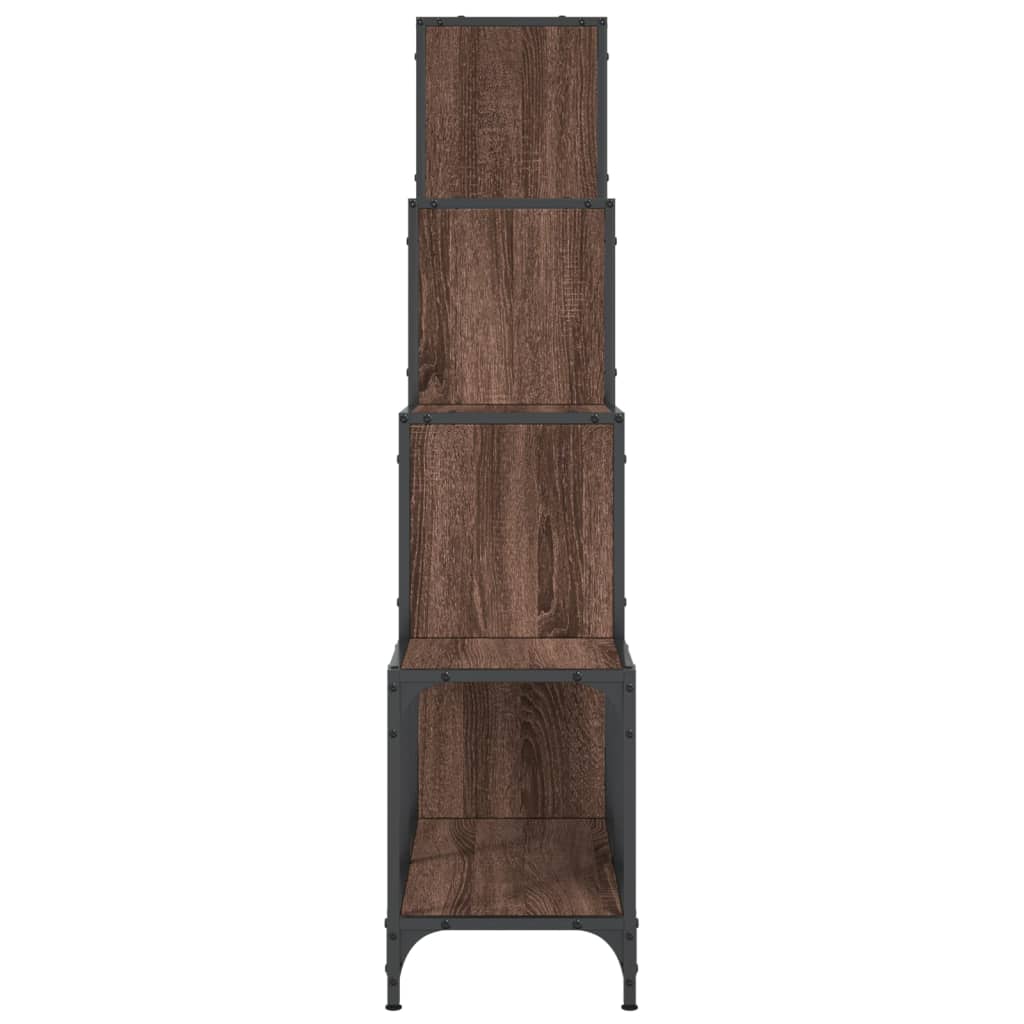 Bookcase Brown Oak 122x30x132 cm Engineered Wood and Metal