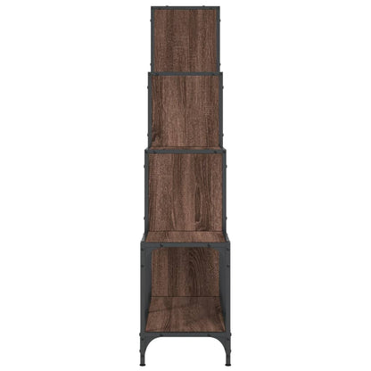 Bookcase Brown Oak 122x30x132 cm Engineered Wood and Metal