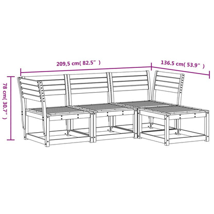 4 Piece Garden Lounge Set White Solid Wood Pine