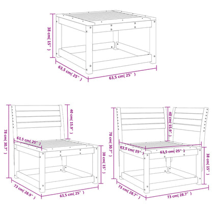 4 Piece Garden Lounge Set White Solid Wood Pine