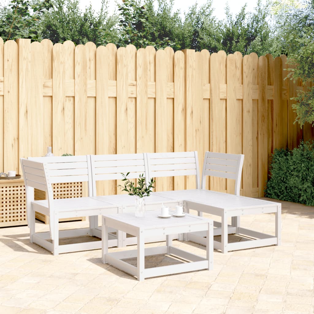 4 Piece Garden Lounge Set White Solid Wood Pine