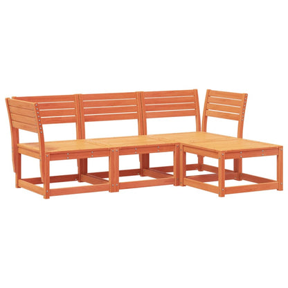 4 Piece Garden Lounge Set Wax Brown Solid Wood Pine