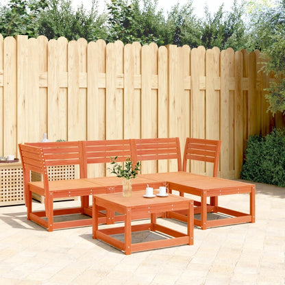 4 Piece Garden Lounge Set Wax Brown Solid Wood Pine