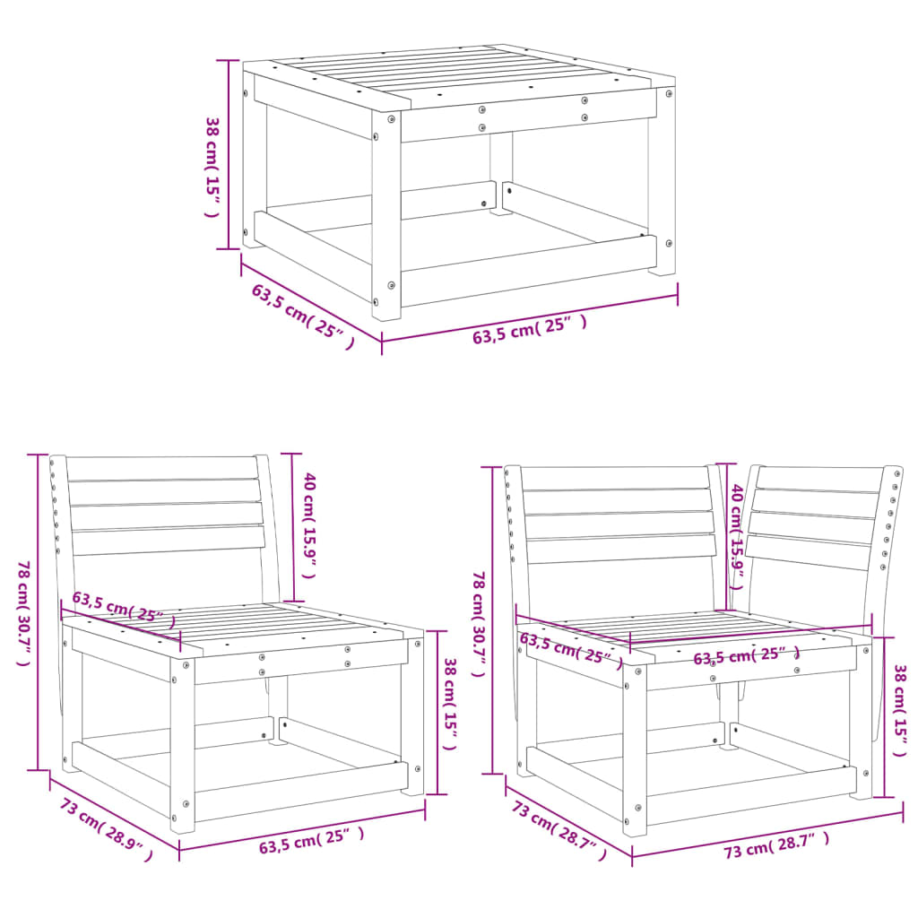 4 Piece Garden Lounge Set Impregnated Wood Pine