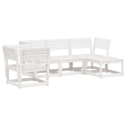 5 Piece Garden Lounge Set White Solid Wood Pine