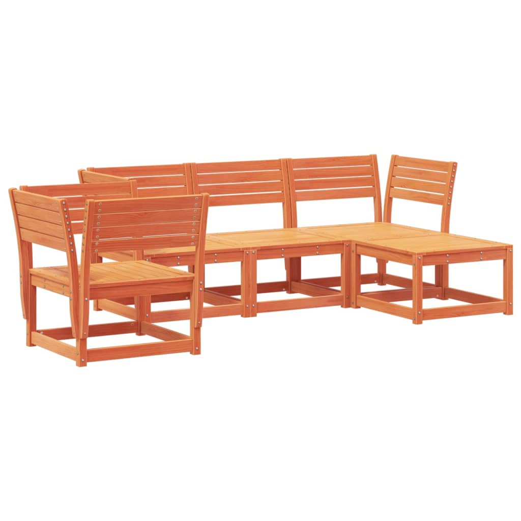 5 Piece Garden Lounge Set Wax Brown Solid Wood Pine