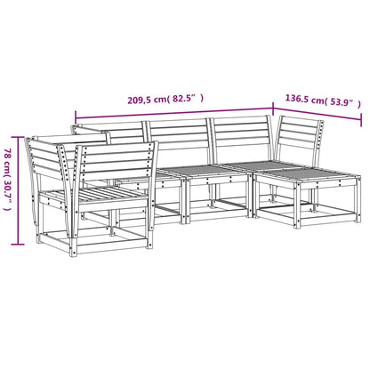 5 Piece Garden Lounge Set Wax Brown Solid Wood Pine