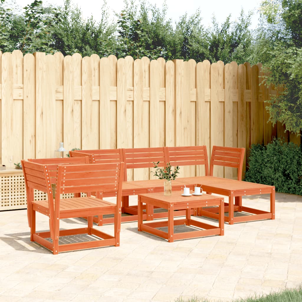 5 Piece Garden Lounge Set Wax Brown Solid Wood Pine