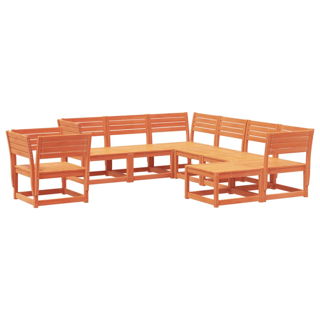 8 Piece Garden Lounge Set Wax Brown Solid Wood Pine