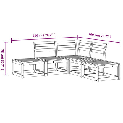 5 Piece Garden Sofa Set White Solid Wood Pine