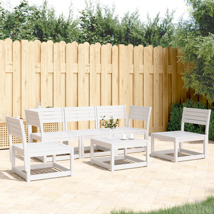 5 Piece Garden Sofa Set White Solid Wood Pine