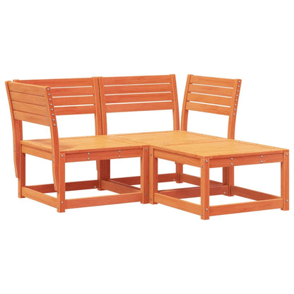 3 Piece Garden Sofa Set Wax Brown Solid Wood Pine