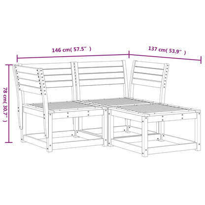 3 Piece Garden Sofa Set Wax Brown Solid Wood Pine