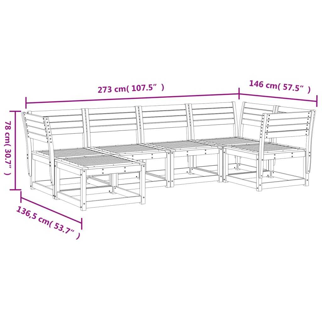 6 Piece Garden Sofa Set Impregnated Wood Pine