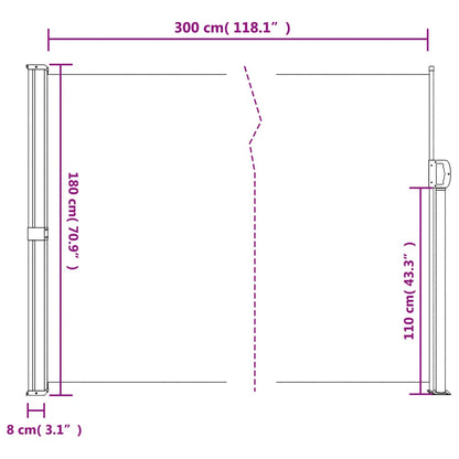 Retractable Side Awning Taupe 180x300 cm