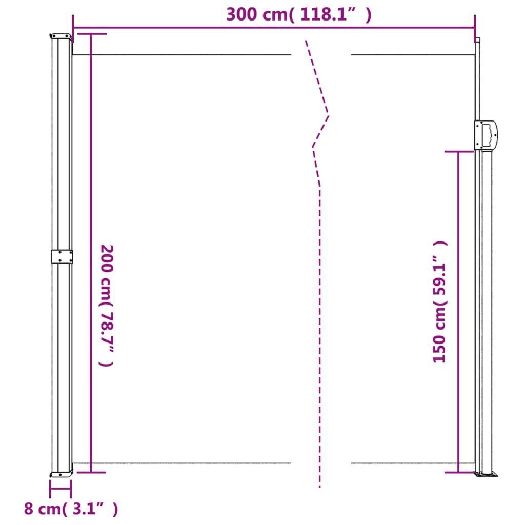 Retractable Side Awning Cream 200x300 cm