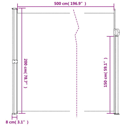 Retractable Side Awning Cream 200x500 cm