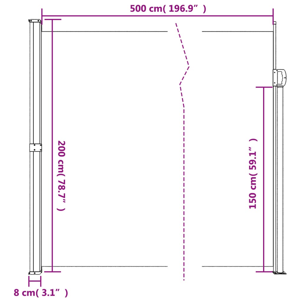 Retractable Side Awning Terracotta 200x500 cm