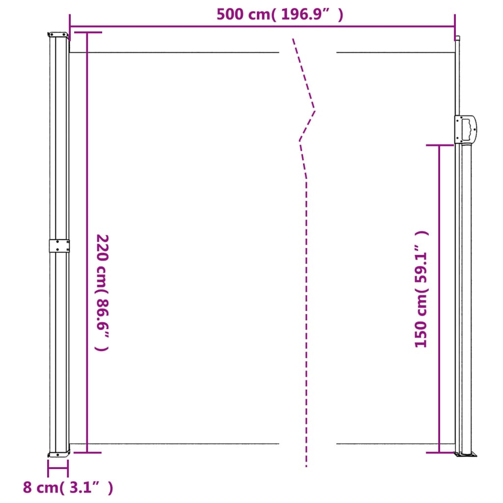 Retractable Side Awning Terracotta 220x500 cm