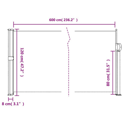 Retractable Side Awning Terracotta 120x600 cm