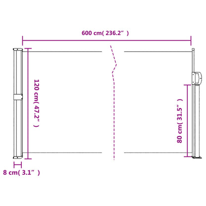 Retractable Side Awning Anthracite 120x600 cm