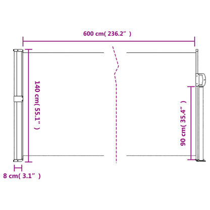 Retractable Side Awning Cream140x600 cm