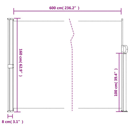 Retractable Side Awning Blue 160x600 cm