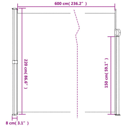 Retractable Side Awning Taupe 220x600 cm