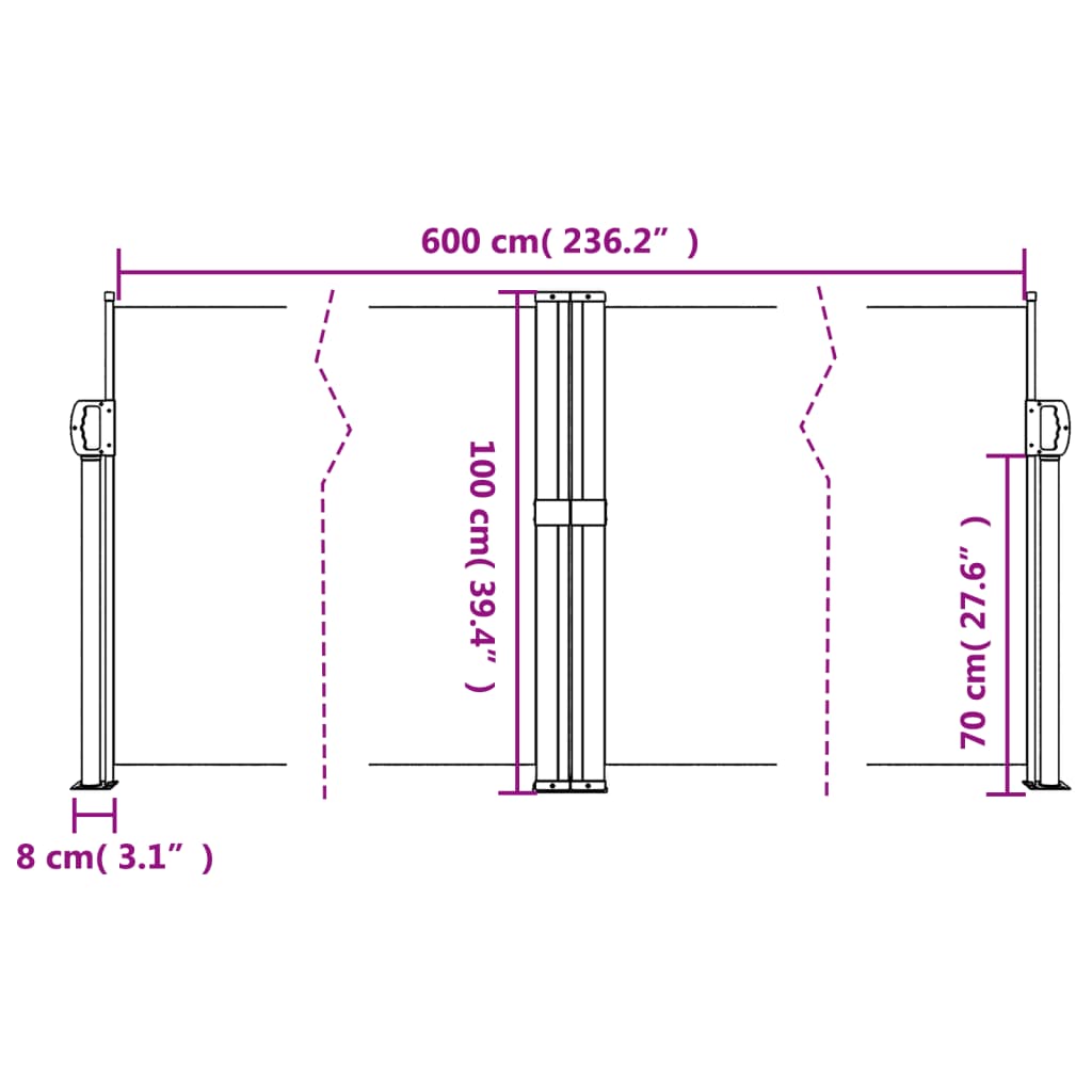 Retractable Side Awning Black 100x600 cm