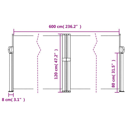 Retractable Side Awning Black 120x600 cm