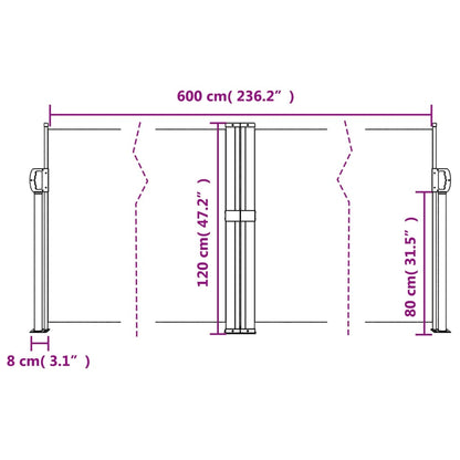 Retractable Side Awning Cream 120x600 cm