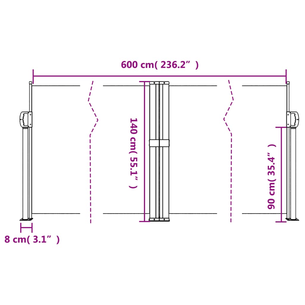 Retractable Side Awning Beige 140x600 cm