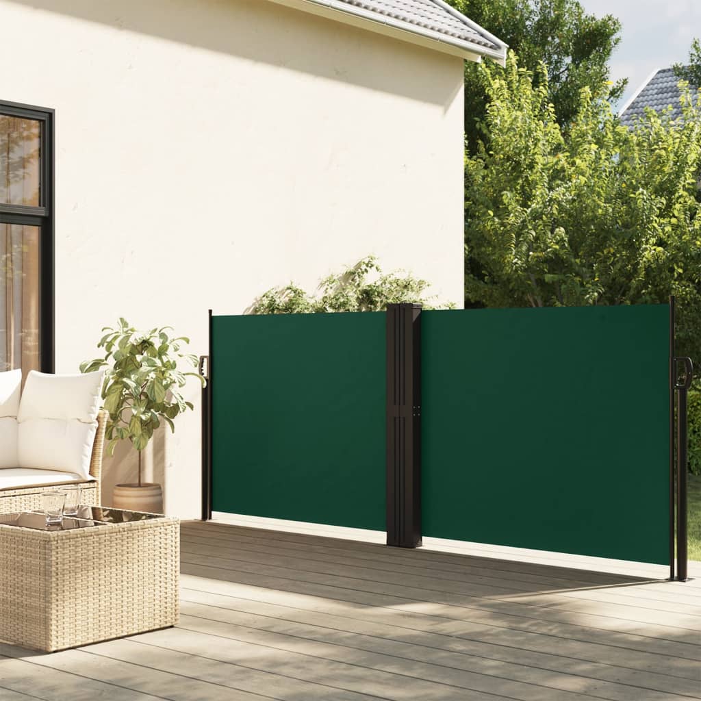 Retractable Side Awning Dark Green 140x600 cm