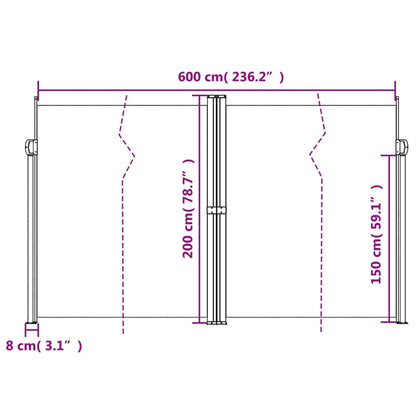 Retractable Side Awning White 200x600 cm