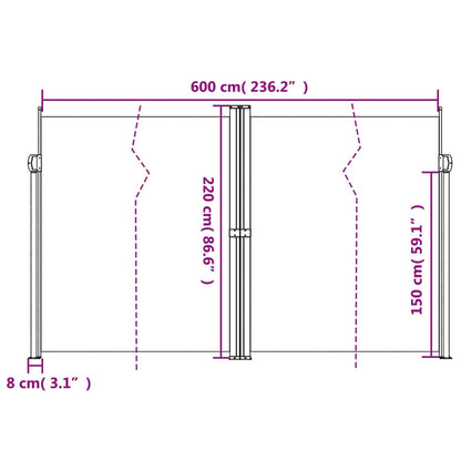 Retractable Side Awning Brown 220x600 cm