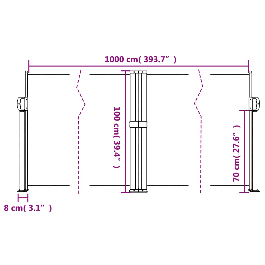 Retractable Side Awning Beige 100x1000 cm