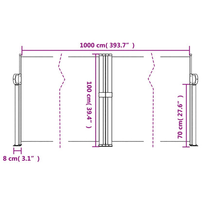 Retractable Side Awning White 100x1000 cm