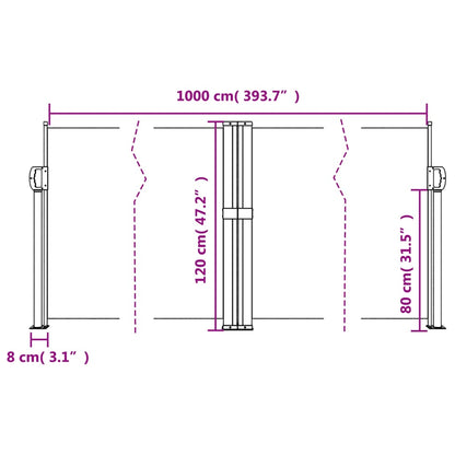 Retractable Side Awning Black 120x1000 cm